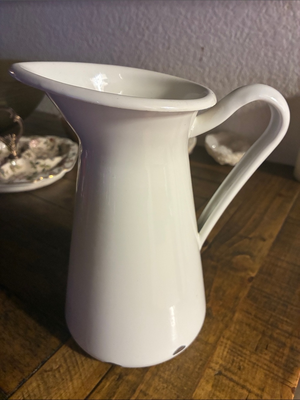 White Ceramic Pitcher with Handle for Serving & Display